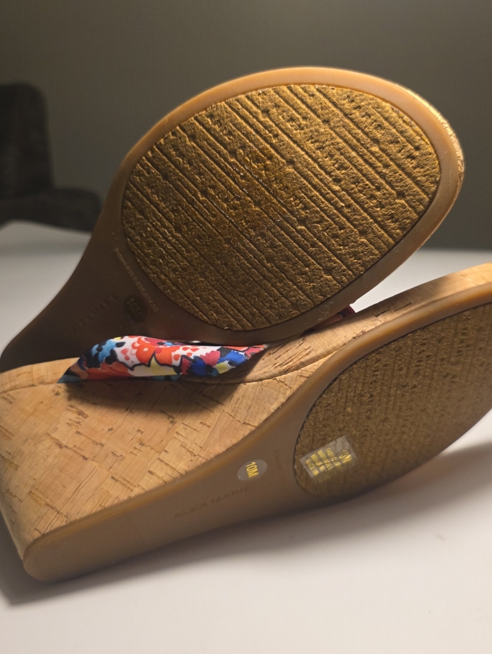 Alex Marie Benita Cork Wedge Floral Thong Sandals Flip Flop Colorful Shoes 10 - Picture 5 of 6